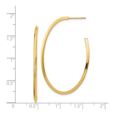 14K Yellow Gold Knife Edge Oval Hoop Earrings – view 4