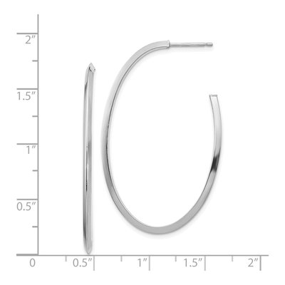14K White Gold Knife Edge Oval J- Hoop Earrings – view 4