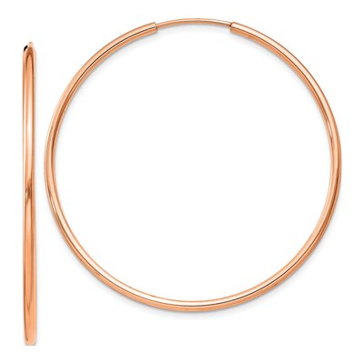 14K Rose Gold 40mm Endless Tube Hoop Earrings