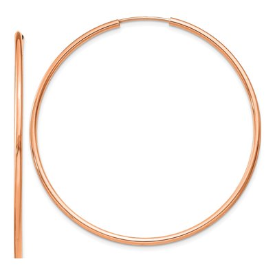 14K Rose Gold 45mm Endless Tube Hoop Earrings