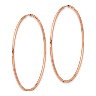 14K Rose Gold 50mm Endless Tube Hoop Earrings – view 3
