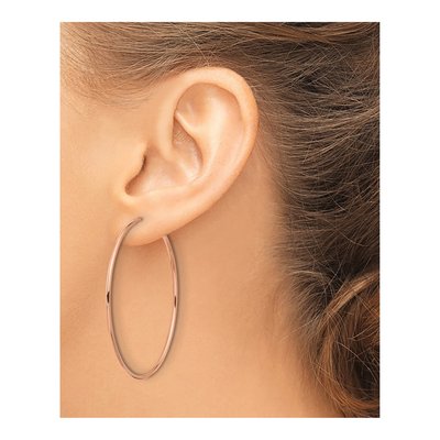 14K Rose Gold 50mm Endless Tube Hoop Earrings – view 4
