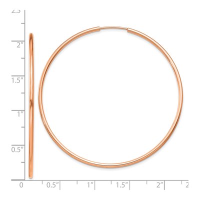 14K Rose Gold 50mm Endless Tube Hoop Earrings – view 5
