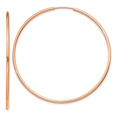 14K Rose Gold 50mm Endless Tube Hoop Earrings