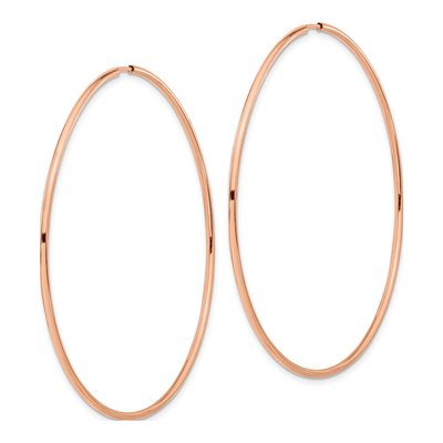 14K Rose Gold 60mm Endless Tube Hoop Earrings – view 3
