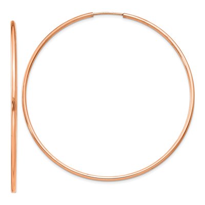 14K Rose Gold 60mm Endless Tube Hoop Earrings