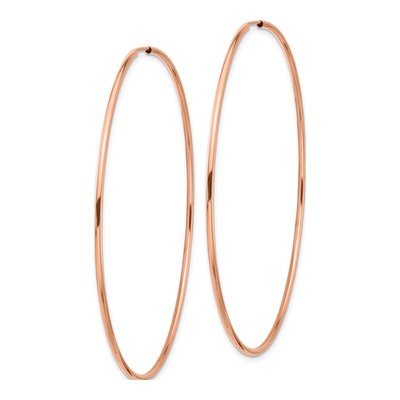 14K Rose Gold 65mm Endless Tube Hoop Earrings – view 2