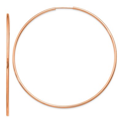 14K Rose Gold 65mm Endless Tube Hoop Earrings
