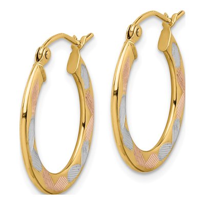 14K Yellow Gold 21mm Diamond-Cut Hoop Earrings – view 3