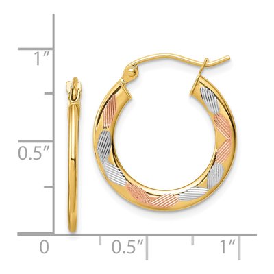 14K Yellow Gold 21mm Diamond-Cut Hoop Earrings – view 5