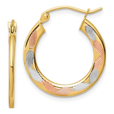 14K Yellow Gold 21mm Diamond-Cut Hoop Earrings