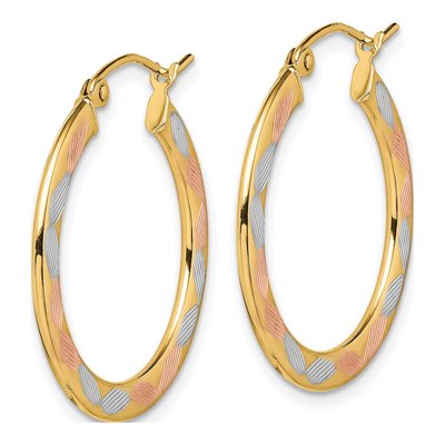 14K Yellow Gold 22mm Diamond-Cut Hoop Earrings – view 3