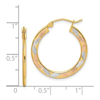 14K Yellow Gold 22mm Diamond-Cut Hoop Earrings – view 5