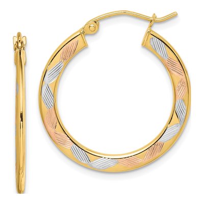 14K Yellow Gold 22mm Diamond-Cut Hoop Earrings