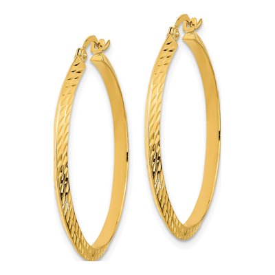 14K Yellow Gold 33mm Diamond-Cut Knife-Edge Hoop Earrings – view 3