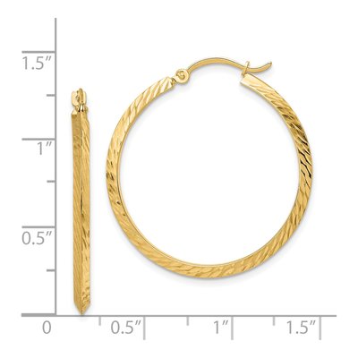 14K Yellow Gold 33mm Diamond-Cut Knife-Edge Hoop Earrings – view 5