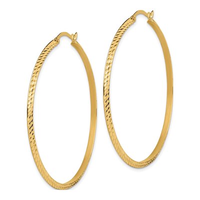 14K Yellow Gold 52mm Diamond-Cut Knife-Edge Hoop Earrings – view 2