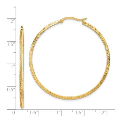 14K Yellow Gold 52mm Diamond-Cut Knife-Edge Hoop Earrings – view 4