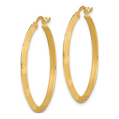14K Yellow Gold 34mm Diamond-Cut Tube Hoop Earrings – view 2