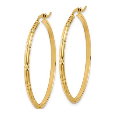14K Yellow Gold 40mm Diamond-Cut Knife-Edge Hoop Earrings – view 3