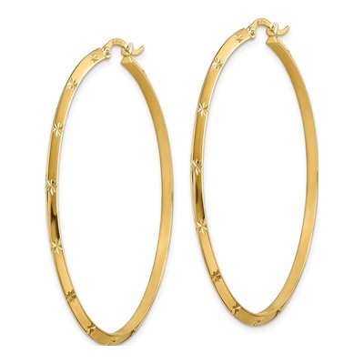 14K Yellow Gold 52mm Diamond-Cut Knife-Edge Hoop Earrings – view 3