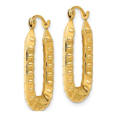 14K Yellow Gold Textured Rectangle Hoop Earrings – view 3