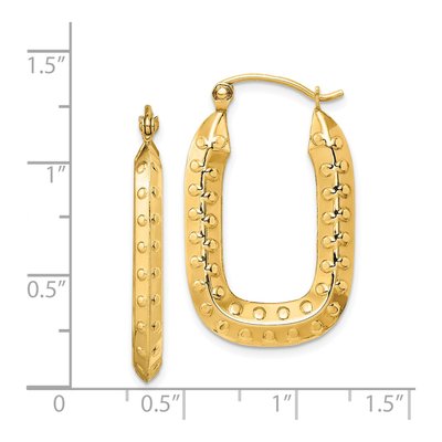 14K Yellow Gold Textured Rectangle Hoop Earrings – view 4