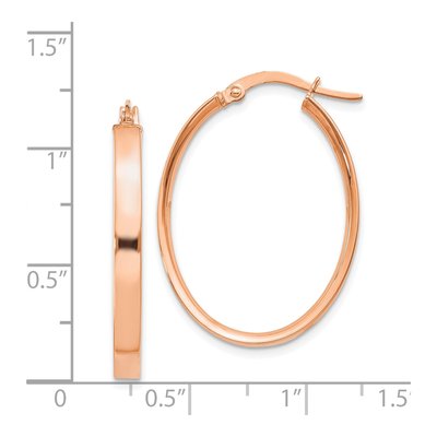 14K Rose Gold Oval Tube Hoop Earrings – view 3