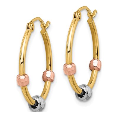 14K Tri-Color Gold 22mm Diamond-Cut Hoop Earrings – view 3