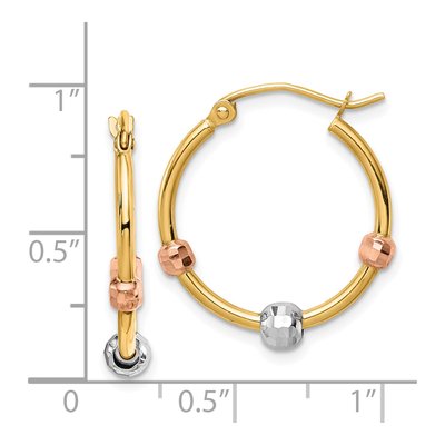14K Tri-Color Gold 22mm Diamond-Cut Hoop Earrings – view 5