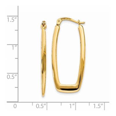 14K Yellow Gold Rectangle Tube Hoop Earrings – view 4