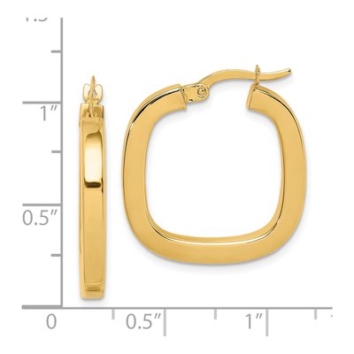 14K Yellow Gold Square Tube Hoop Earrings – view 5