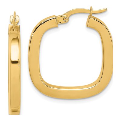 14K Yellow Gold Square Tube Hoop Earrings