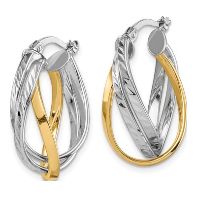 14K Two-Tone Gold Hoop Earrings – view 3