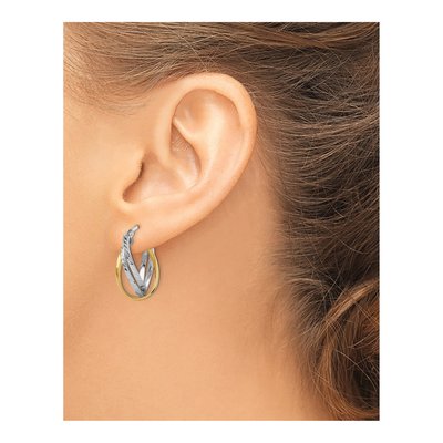 14K Two-Tone Gold Hoop Earrings – view 4