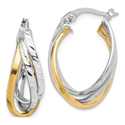14K Two-Tone Gold Hoop Earrings