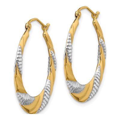14K Yellow Gold 29mm Textured Hoop Earrings – view 3