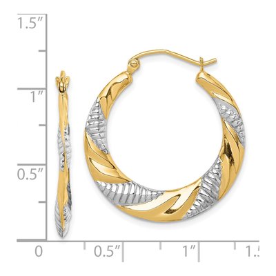 14K Yellow Gold 29mm Textured Hoop Earrings – view 5