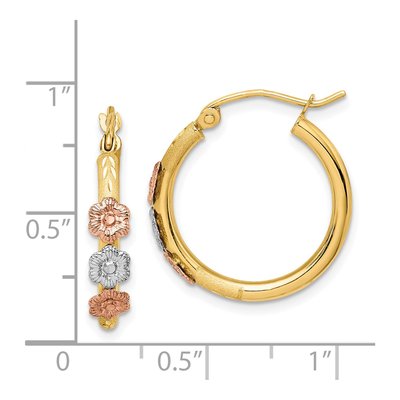 14K Tri-Color Gold 21mm Flower Hoop Earrings – view 5
