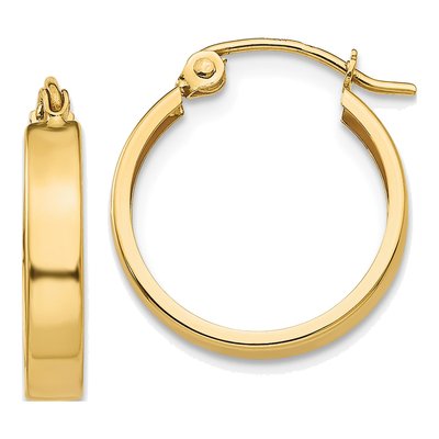14K Yellow Gold 14mm Hoop Earrings
