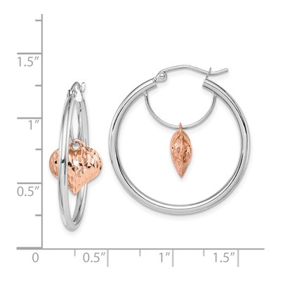 14K Two-Tone Gold 29mm Heart Hoop Earrings – view 5