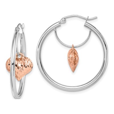 14K Two-Tone Gold 29mm Heart Hoop Earrings