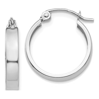 14K White Gold 14mm Hoop Earrings