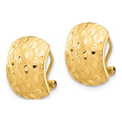 14K Yellow Gold Textured Omega Back Dangle Earrings – view 3