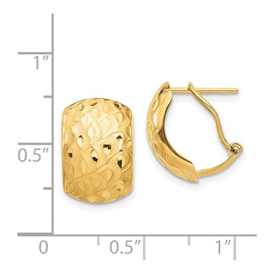 14K Yellow Gold Textured Omega Back Dangle Earrings – view 5