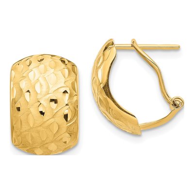 14K Yellow Gold Textured Omega Back Dangle Earrings