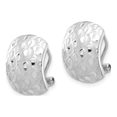 14K White Gold Textured Omega Back Dangle Earrings – view 3