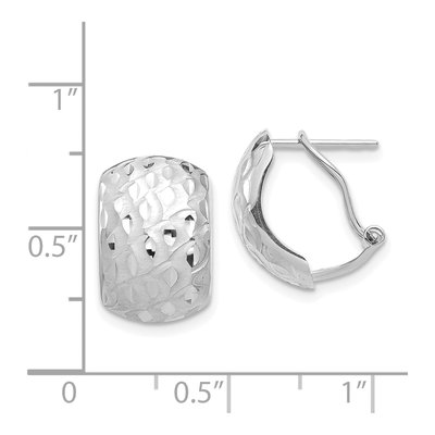 14K White Gold Textured Omega Back Dangle Earrings – view 5