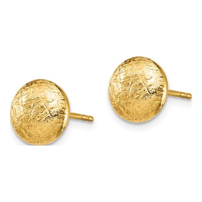 14K Yellow Gold Hollow Button Stud Earrings – view 3
