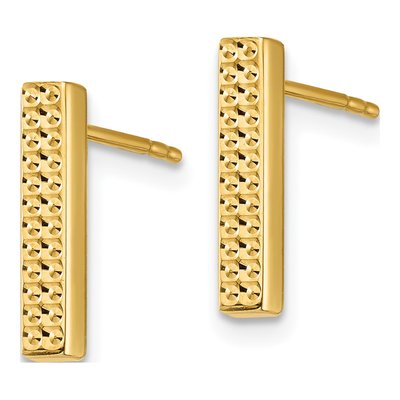 14K Yellow Gold Textured Bar Stud Earrings – view 3